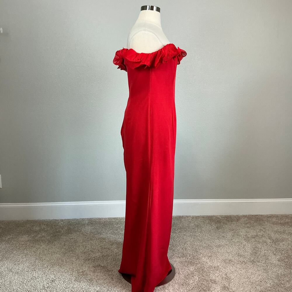 Mac Duggal 49643 Red Evening Gown Ruffled Off the Shoulder Column Dress Size 14 - Picture 5 of 11